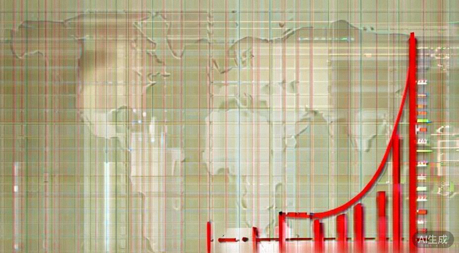 一张显示销售额从零增长到百万美金级别的陡峭增长曲线图，背景有全球地图元素，象征着跨境电商的全球市场